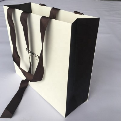 Custom Luxury Bouquet Clothing Shopping Retail Black Paper Bags With Logo Print Recycle Color Gift Small Paper Bags