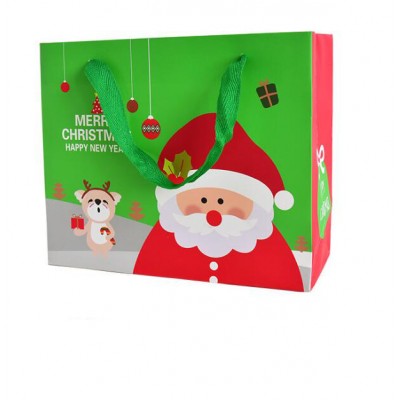 New designed factory wholesale recycled custom logo printing  christmas promotional shopping paper gift bags with handles