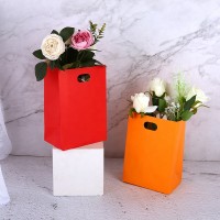 Disposable Eco Friendly Colorful Cheap Shopping Flower Paper Bag square flower packaging bag for gift