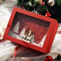 beautiful PVC window different christmas image lid off birthday gift packaging box